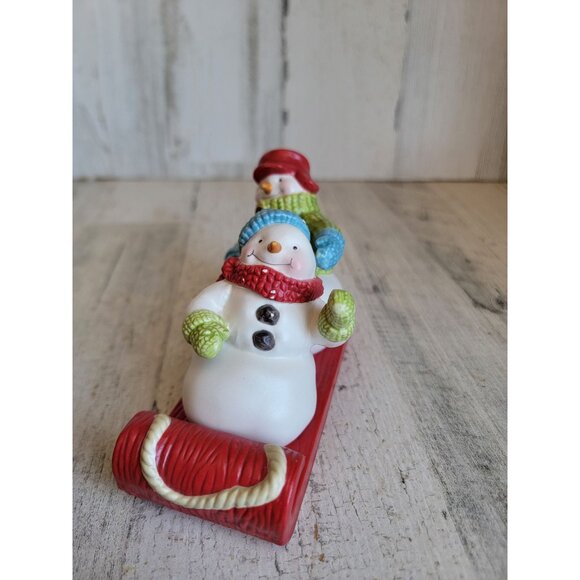 Hallmark AS IS flooding snowman salt pepper shaker kitchen Xmas set - Picture 2 of 7